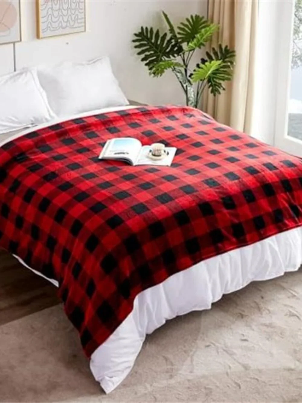 Buffalo Plaid Throw Blanket Fleece Soft Cozy Warm Lightweight Sofa Couch Bed